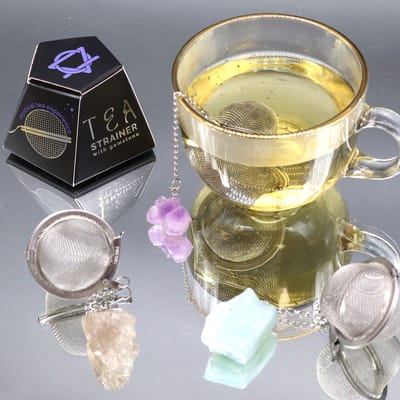 Ruwe kristal edelsteen theezeef - zwarte obsidiaan