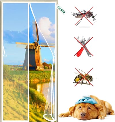 Magnetische Horndeur - Vliegendeur Horregaas - Buitenlucht Genieten - Handsfree Doorloop - 180 x 200 cm - Wit
