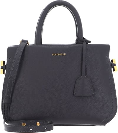 COCCINELLE Leren Shopper Blue Soft Handbag Grained Leather Ardesia Grijs