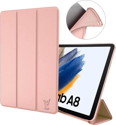 Hoes geschikt voor Samsung Galaxy Tab A8 2021 / 2022 - Trifold Smart Cover Book Case Kunstleer Tablet Hoesje Roségoud
