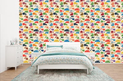 Behang - Fotobehang Patronen - Kraan - Boot - Jongens - Kinderen - Kids - Breedte 400 cm x hoogte 240 cm