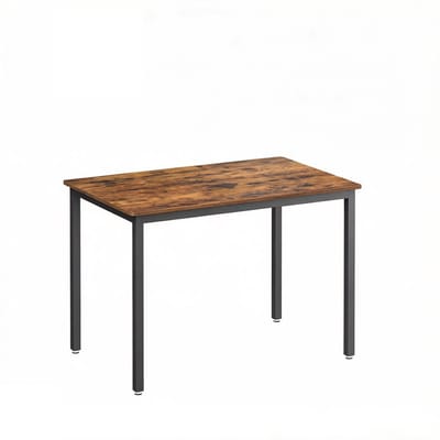 Eettafel Keukentafel Werktafel Bureau Minimalistisch Industrieel Ontwerp Eenvoudig te Monteren en te Reinigen Stevig Metalen Frame Geschikt voor Eetkamer Keuken en Kantoor 70x110x77cm Bruin+Zwart