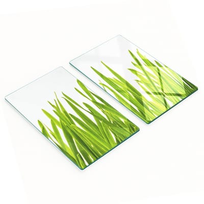 Set van gehard glazen snijplanken met graspatroon, 2x30x52 cm
