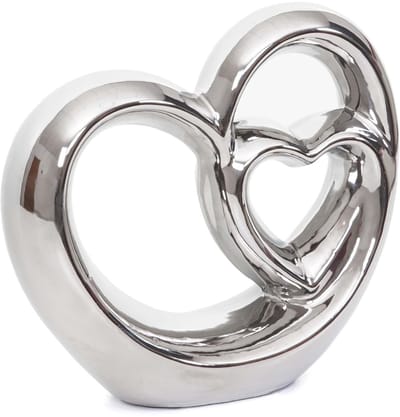 Decoratief hart MCW-G93, tafel decoratie sculptuur, keramiek, 21x23x8cm