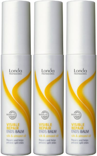Londa Professional Visible Repair Balm - Zijde en Amandelolie - Repareert en Voorkomt Gespleten Haarpunten - Herstel en Glans voor Beschadigd Haar - 3 x 75 ml