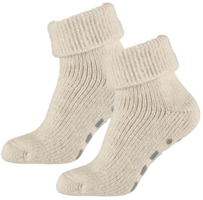 Apollo Wollen huissokken/slofsokken voor mannen - wit - anti slip sokken - cadeau - warme winter sokken 43-46