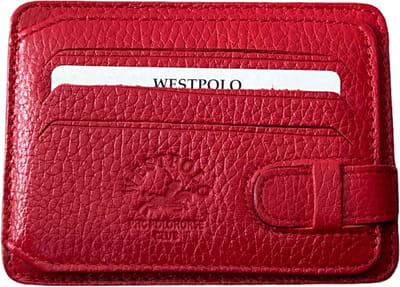 Westpolo Luxe Unisex Leren Pasjeshouder - Ruimte voor 7 Pasjes - Perfect Geschenk voor Verjaardagen, Vaderdag, Moederdag Valentijnsdag en Meer - Rood - 333 van Leerella
