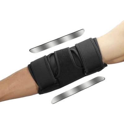 Elleboogbrace Nachtsteun Met 2 Verwijderbare Metalen Spalken Voor Ontlasting van Cubitaal Tunnel Syndroom Tendinitis black