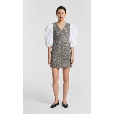 Karl Lagerfeld Boucle Poplin Sleeve Dress Black/white Boucle Taglia: 38 | Abiti Mini Outlet | Donna | Nero
