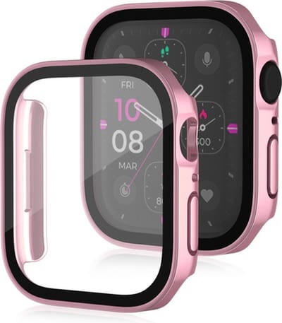 By Qubix - Hard case 41mm - Rosé goud - Geschikt voor Apple Watch 41mm hoesje - screenprotector - Bescherming iWatch - Bescherm hoesje