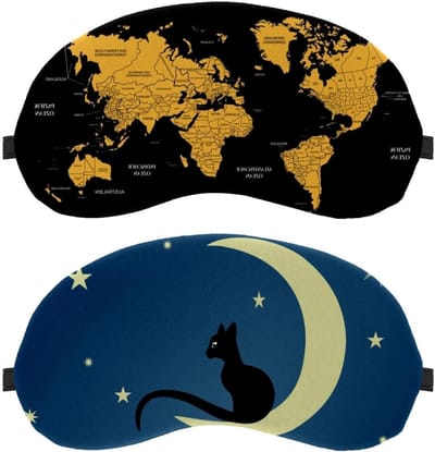 Slaapmasker Set - Oogmasker Nacht - Licht Blokkeren - Zacht Ademend Materiaal - 19.5 x 10 cm - Zwart
