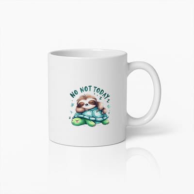 Schattige Luiaard en Schildpad Mok – 'No Not Today' – Leuk en Grappig Koffiebeker voor Ontspanning Liefhebbers