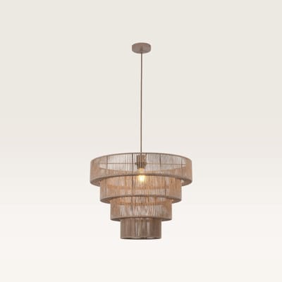 Lusenz - Katoenen hanglamp eettafel - Bruin - 4-laags - Gevlochten katoen - E27 Fitting - Dimbaar - Hoogte verstelbaar - Voor woonkamer, gang, slaapkamer, zolder en hal - Plafondlamp - Klassiek, Moderne lamp - Japandi