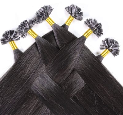 hair2heart Premium Extensions Echt haar Bondings Ruw haar glad - 25 strengen 1 g 60 cm 4/0 middenbruin