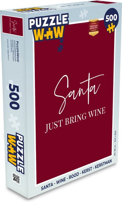 Puzzel Santa - Wine - Rood - Kerst - Kerstman - Legpuzzel - Puzzel 500 stukjes - Kerst - Cadeau - Kerstcadeau voor mannen, vrouwen en kinderen