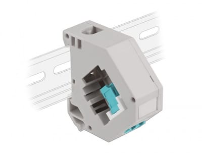 Delock DIN rail Adapter with Keystone LC Duplex female to LC Duplex female aqua