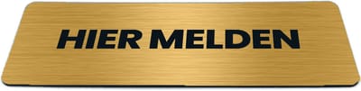 Deurbordje Goud-look met tekst hier melden - Formaat 150 x 50 mm x 1,6 mm - Zelfklevend | Luxe uitstraling | Geborstelde Gouden toplaag | Gratis Verzending | Decoporta