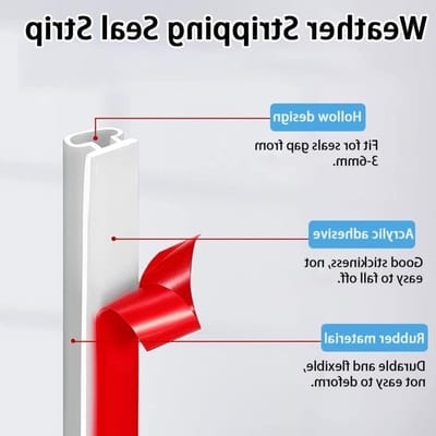 D Shape Rubber Weerbestendige Deurrubber Strip, Zelfklevende Waterdichte Raamafdichting, Tochtstrip voor Isolatie en Geluidsdemping, Geschikt voor Openingen van 3 tot 5.5mm, Wit, 15 Meter Lang