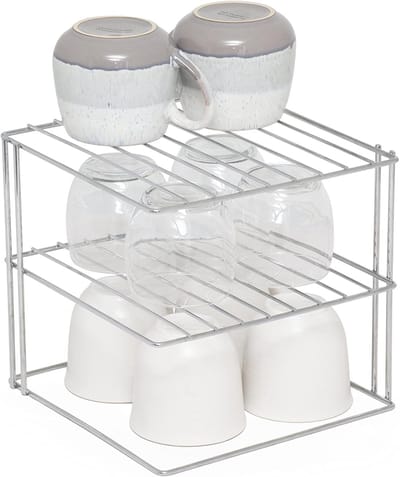 Famanu – Bordenrek 3-laags – Keukenkast organizer – Chroom – Vierkant