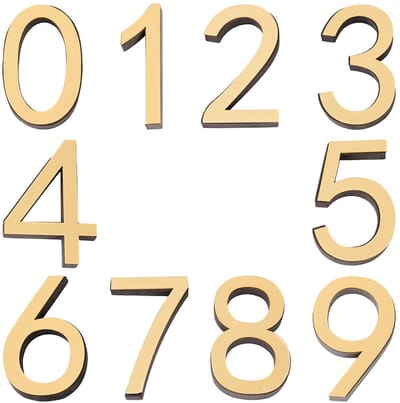 By shayne - Brievenbusnummers - Zelfklevende huisnummers - Goud - Adresstickers - Voor binnen en buiten - Set van 10 nummers