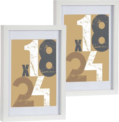 2x stuks houten fotolijst - wit - 21 x 30 cm - fotolijstje - met passe-partout - decoratie