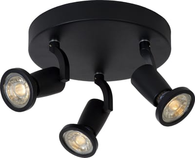 Lucide JASTER-LED - Plafondspot (Plafondlamp) - Ø 20 cm - LED - GU10 - 3x5W 2700K - Zwart