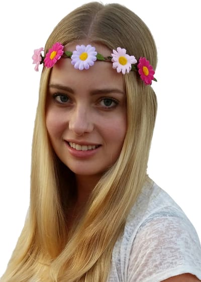 4 bloemenhaarbandjes - Roze/paars/fuchsia - Hippie/ Flower Power