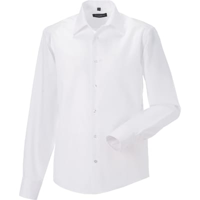 Russell Collectie Heren Lange Mouwen Ultiem Niet-Ijzershirt op maat gemaakt (Wit)
