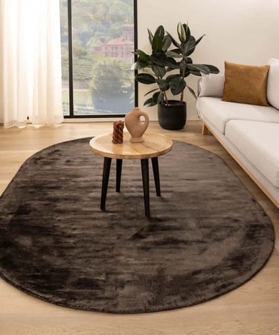Viscose vloerkleed ovaal - Pearl donkerbruin 120x180