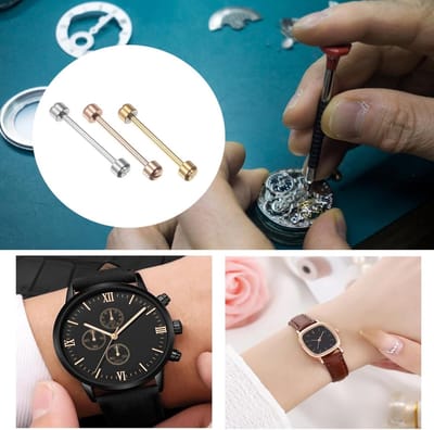 2 Stuks Zilveren/Roze Gouden/Gouden Horloge Schroefbuis Stangen - RVS Schroef-in Horlogeband Pins Reparatie Gereedschap voor Horlogemakers en Klokkenliefhebbers