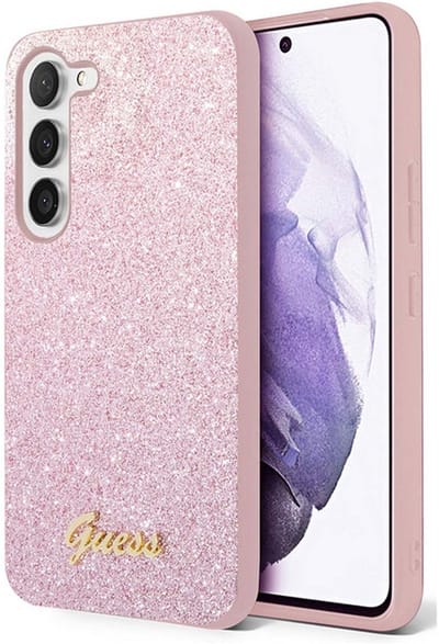 Hoes voor Samsung Galaxy S24 S921, Guess, Glitter Script, Roze