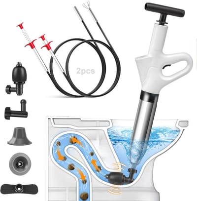 Allecto - Pneumatische Hogedruk Afvoerreiniger - Professionele Ontstopper - Wit - Roestvrijstalen Pomp Manometer - Afvoerreiniging - Geschikt voor ...