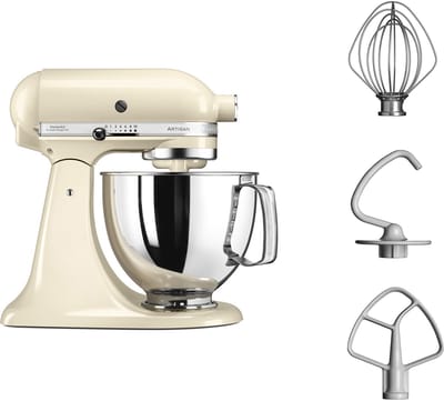 KitchenAid Artisan 5KSM125EAC - Keukenmachine - 4,8L - Amandel wit - 3 menghaken