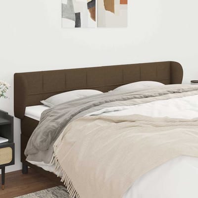 vidaXL - Hoofdbord - met - randen - 163x23x78/88 - cm - stof - donkerbruin