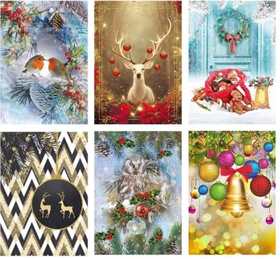 Kerstkaarten - set van 6 Artige kerstkaarten- met goudfolie - stijlvolle kerstkaarten - chique kerstkaarten - zonder tekst - Artige