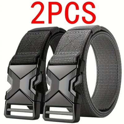 2 Stuks Heren Riem Leger Outdoor Jacht Tactisch Outdoor Bergbeklimmen Multifunctioneel Tactisch Nylon Canvas Geweven Broekriemen 120cm black