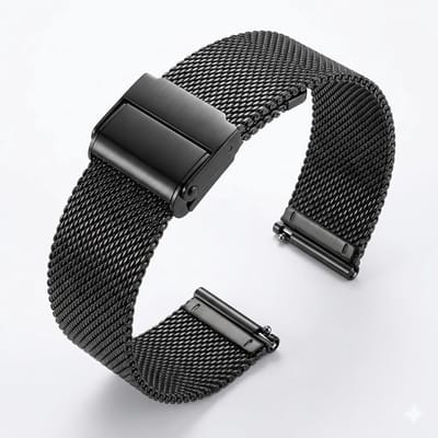 Zwart horloge bandje Geschikt voor serie samsung galaxy watch 7 / 6 / 5 / 5 pro / 4 / FE / ACTIVE / ACTIVE 2 dames heren metaal mesh smartwatch band Milanese stijl geschikt voor 20 mm horloges – verstelbare metalen sluiting