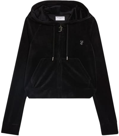 Juicy Couture Madison Classic Velour Hoodie met Juicy Logo ZWART - Maat XS