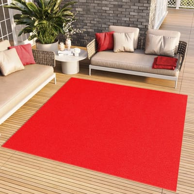 Tapiso Mono Square Vloerkleed Rood Laagpolig Vierkant Tapijt Maat- 250x250