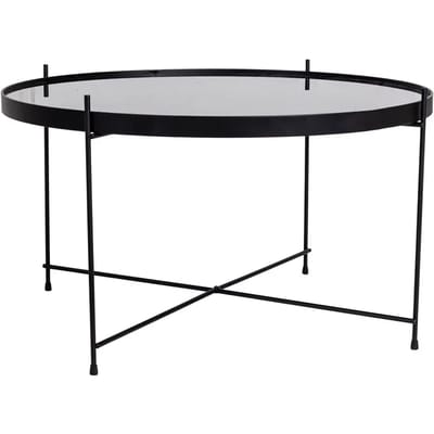 Salontafel in zwart gepoedercoat staal met glas House Nordic Venezia