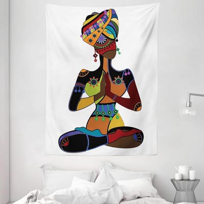 ABAKUHAUS Yoga Wandtapijt, Stijl Vrouw, Woonkamer Slaapkamer Wanddoek Zijdezacht Satijn Wandtapijt, 150 x 200 cm, Meerkleurig