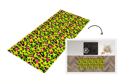 Keukenloper - Loper keuken - Panterprint - Patronen - Geel - Neon - 120x50 cm - Keukenloper vinyl