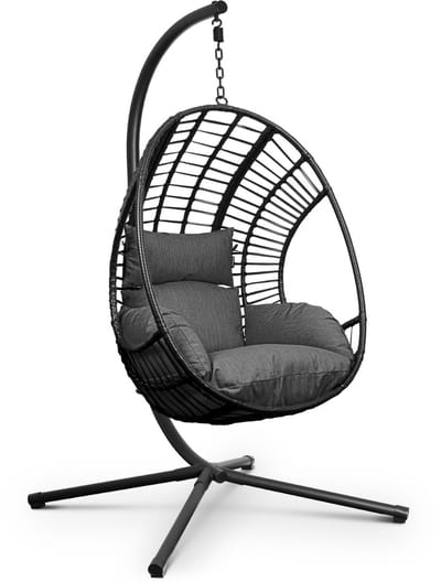 Swoods XXL Egg Hangstoel met Standaard – Hangstoel voor Buiten en Binnen – Egg Chair – Ei Stoel – tot 150 kg – Incl. Kussens