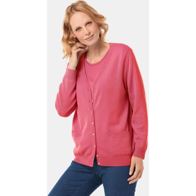 Tricot jasje van zuivere merinowol - roze - Gr. 48 van Goldner Fashion