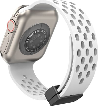 Siliconen bandje - geschikt voor Apple Watch series 1/2/3/4/5/6/7/8/9/10/11/ SE (1,2,3) / Ultra (1,2,3) met maat 44 mm / 45 mm / 46 mm / 49 mm - Wit