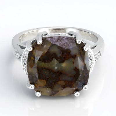 Cavill - Zilveren Dinosaurus Kwarts Ring 7,13 ct - 925 Sterling Zilver Gepatineerd - Cambodjaanse Zirkonia 0,055 ct - Elegante Statement Ring Dames