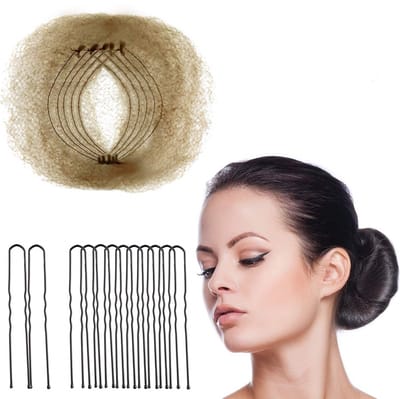 Haaraccessoires set - Haarklemmen - Haarelastiekjes / Scrunchie -Lichtcafébruin 50 stuks + 40 U-haarklemmen -Geschikt voor kort en fijn haar.