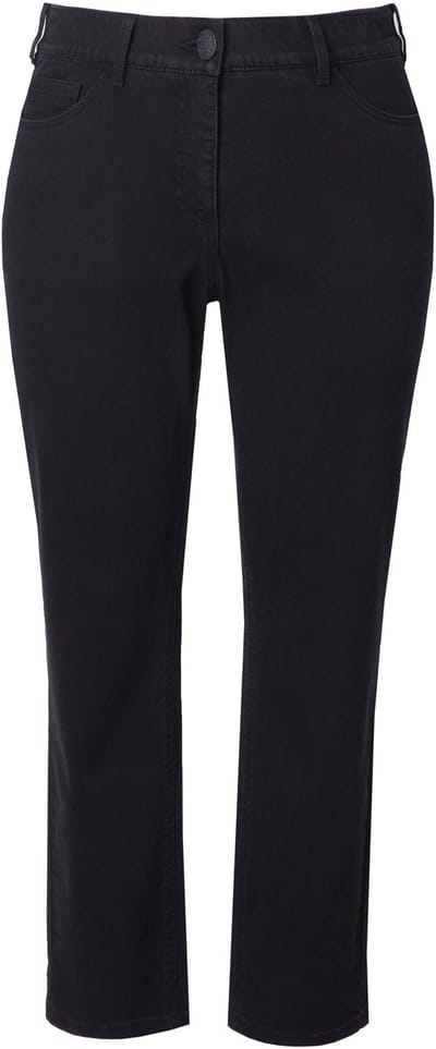 Ulla Popken - Dames - Boyfriend jeans 5-pocketmodel comfortabele tailleband - Zwart - Maat 42