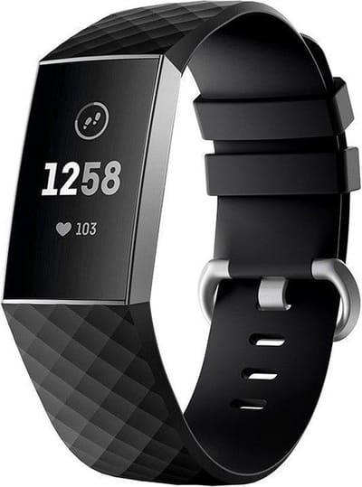 CHPN - Horlogebandje - Bandje geschikt voor Fitbit - Fitbit Charge 3 - Sportbandje - Zwart - M/L - Horlogeband - Excl. fitbit - Armband -Polsband
