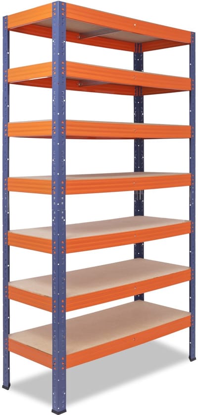 Shelfplaza PRO metalen stellingkast - 230x100x45 cm - blauw-oranje - 7 planken